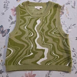 L.A. Hearts Olive Abstract Knit Sweater Tank XS Retro Y2K Indie Aesthetic